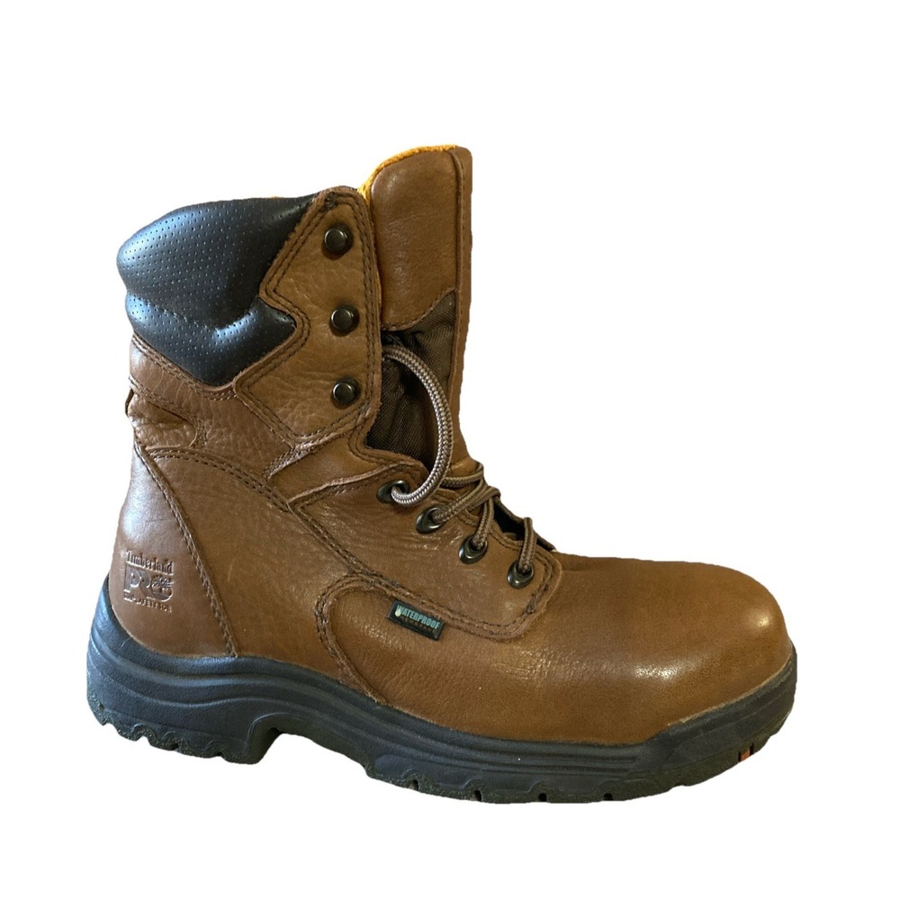 Timberland PRO‎ TiTAN 8" Work Boots Sz 7.5 M New Brown Alloy Toe Waterproof ASTM